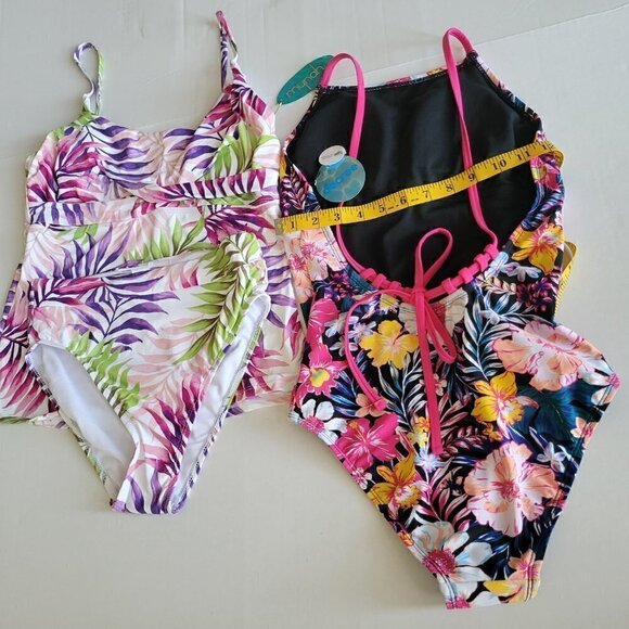 Women's 2 Piece Swimsuit Medium Top/ S Bottoms Forest Colorful /Bundle of 2 - Picture 4 of 7
